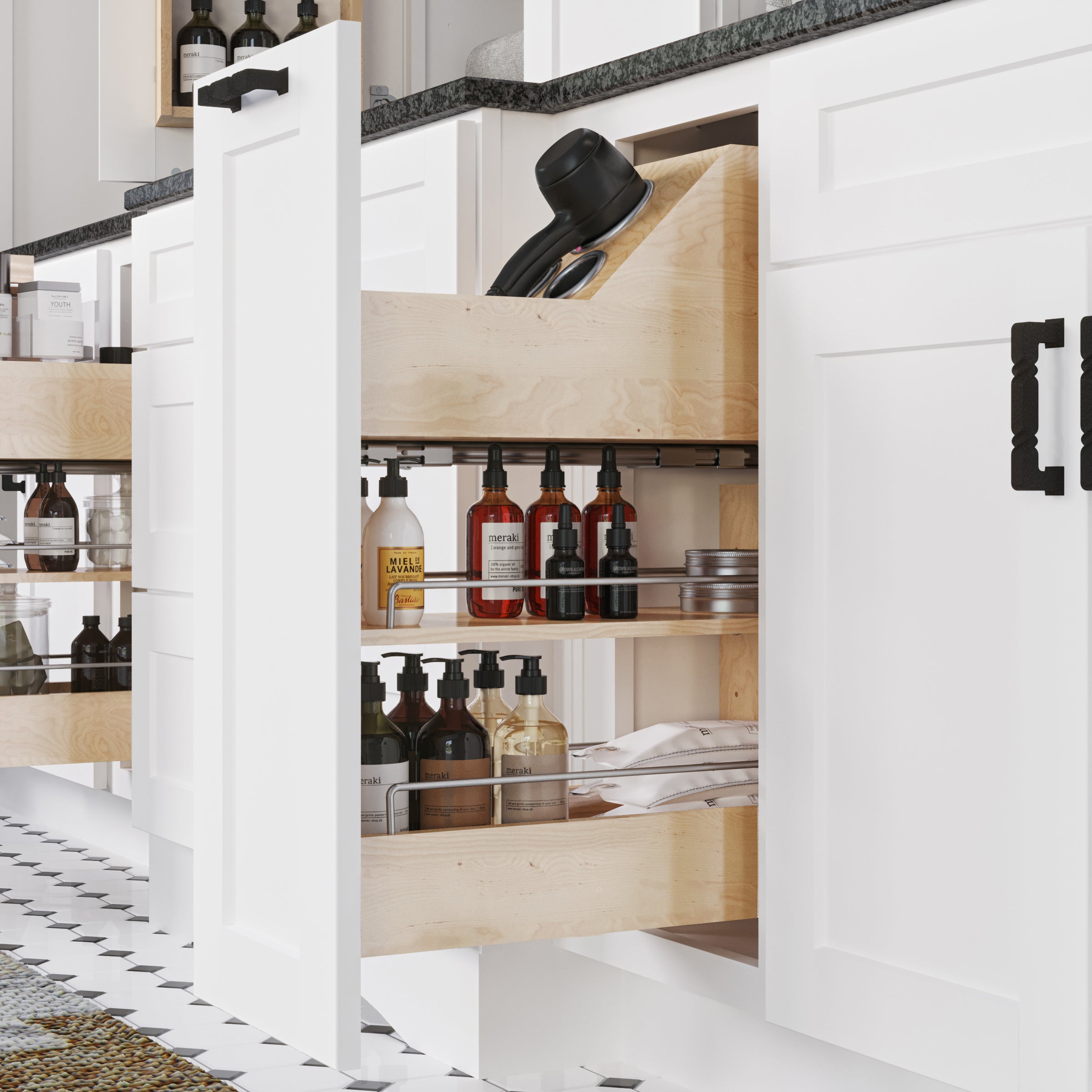 Custom bathroom organizers